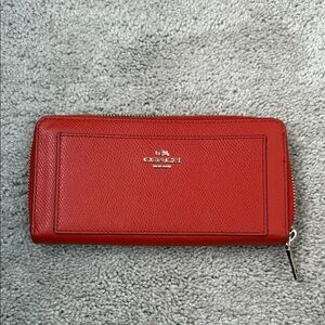 Coach Burnt Orange Leather Zip Wallet